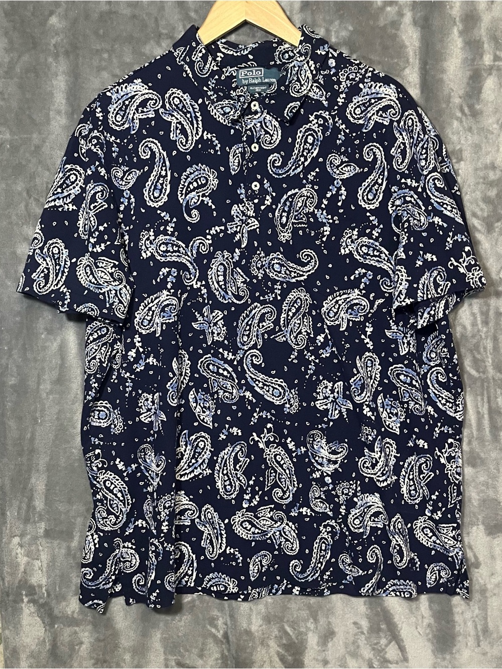 Vintage Polo Ralph Lauren "Cambridge" Paisley Linen Pullover Shirt XXL